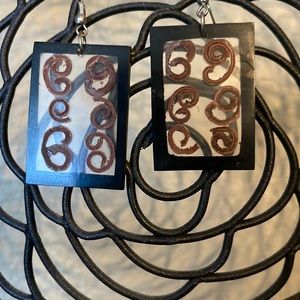 Rectangular acrylic and wood earrings